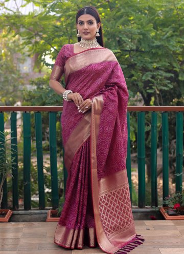 Patola Silk Trendy Saree in Purple Enhanced with Woven