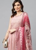Peach and Pink Georgette Embroidered Salwar Suit for Ceremonial - 3