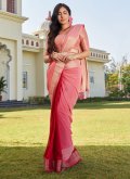 Peach and Red Georgette Woven Trendy Saree for Ceremonial - 2