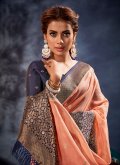 Peach Banarasi Border Classic Designer Saree for Casual - 1