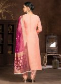 Peach color Art Silk Salwar Suit with Hand Work - 2