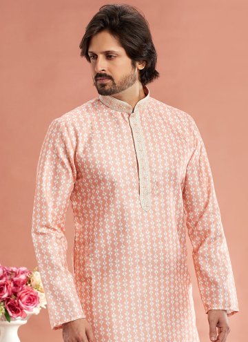 Peach color Cotton  Kurta Pyjama with Digital Print