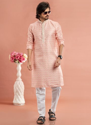 Peach color Cotton  Kurta Pyjama with Digital Print