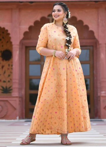 Peach color Cotton  Readymade Designer Gown with P
