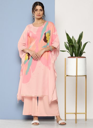 Peach color Crepe Silk Designer Kurti with Printed