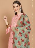 Peach color Embroidered Chanderi Silk Trendy Salwar Kameez - 1
