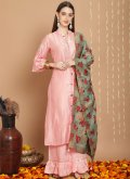 Peach color Embroidered Chanderi Silk Trendy Salwar Kameez - 3