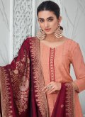 Peach color Embroidered Chinon Trendy Salwar Kameez - 1
