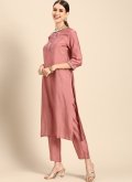 Peach color Embroidered Viscose Salwar Suit - 1
