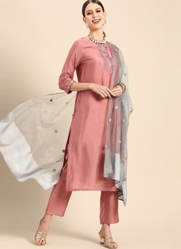 Peach color Embroidered Viscose Salwar Suit