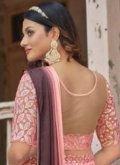 Peach color Fancy Fabric Designer Saree with Fancy work - 2