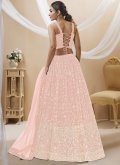 Peach color Georgette A Line Lehenga Choli with Embroidered - 2