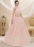 Peach color Georgette A Line Lehenga Choli with Embroidered - 3