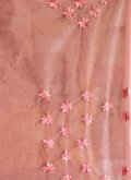 Peach color Net Contemporary Saree with Embroidered - 3