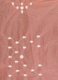 Peach color Net Designer Saree with Embroidered - 2