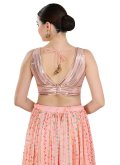 Peach color Net  with Embroidered - 1