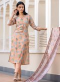 Peach color Sequins Work Silk Salwar Suit - 3