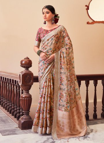 Peach color Silk Designer Traditional Saree with W