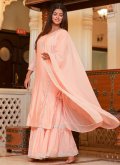 Peach color Silk Readymade Style with Embroidered - 2