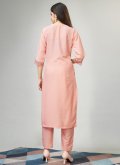 Peach color Viscose Salwar Suit with Embroidered - 1