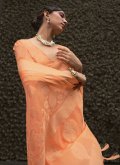Peach color Woven Chinon Trendy Saree - 1