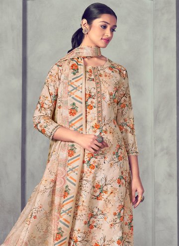 Peach Cotton  Digital Print Salwar Suit for Ceremonial