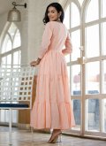 Peach Cotton  Embroidered Designer Gown for Ceremonial - 2