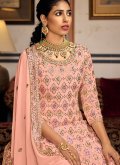 Peach Faux Georgette Embroidered Salwar Suit - 2
