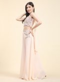 Peach Georgette Embroidered Palazzo Suit for Ceremonial - 3