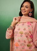Peach Georgette Embroidered Trendy Salwar Suit - 1