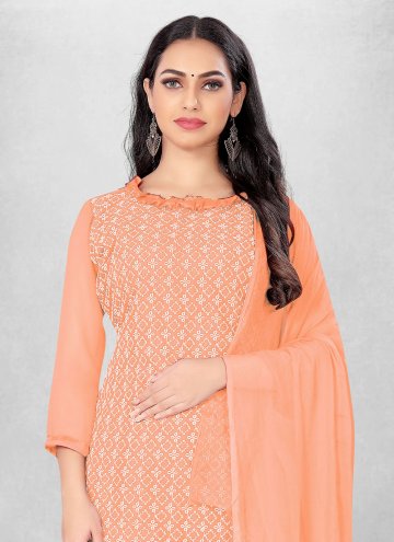 Peach Georgette Embroidered Trendy Salwar Suit for Casual
