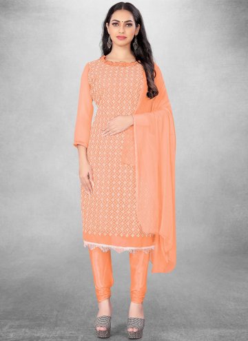 Peach Georgette Embroidered Trendy Salwar Suit for