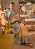 Peach Handloom Silk Woven Contemporary Saree for Ceremonial - 1