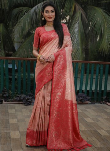 Peach Kanjivaram Silk Woven Classic Designer Saree for Ceremonial