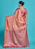 Peach Kanjivaram Silk Woven Contemporary Saree for Engagement - 2