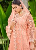 Peach Net Cord Salwar Suit for Ceremonial - 1
