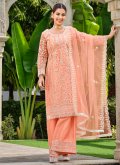 Peach Net Cord Salwar Suit for Ceremonial - 2