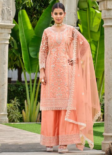Peach Net Cord Salwar Suit for Ceremonial