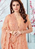 Peach Net Embroidered Designer Traditional Saree for Ceremonial - 2