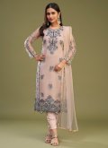 Peach Net Embroidered Trendy Salwar Suit - 1