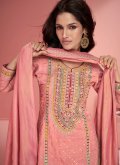 Peach Organza Embroidered Salwar Suit for Ceremonial - 1