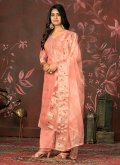 Peach Organza Hand Work Trendy Salwar Suit for Ceremonial - 1