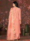Peach Organza Hand Work Trendy Salwar Suit for Ceremonial - 2