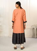 Peach Party Wear Kurti in Cotton  with Embroidered - 2