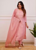 Peach Rayon Embroidered Trendy Salwar Kameez for Casual - 2