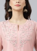 Peach Salwar Suit in Poly Silk with Plain Work - 1