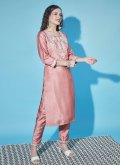 Peach Salwar Suit in Silk Blend with Embroidered - 3