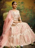 Peach Silk Embroidered Designer Lehenga Choli for Engagement - 2