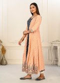 Peach Tissue Brasso Embroidered Party Wear Kurti for Casual - 3
