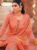 Peach Trendy Salwar Suit in Jacquard with Embroidered - 1